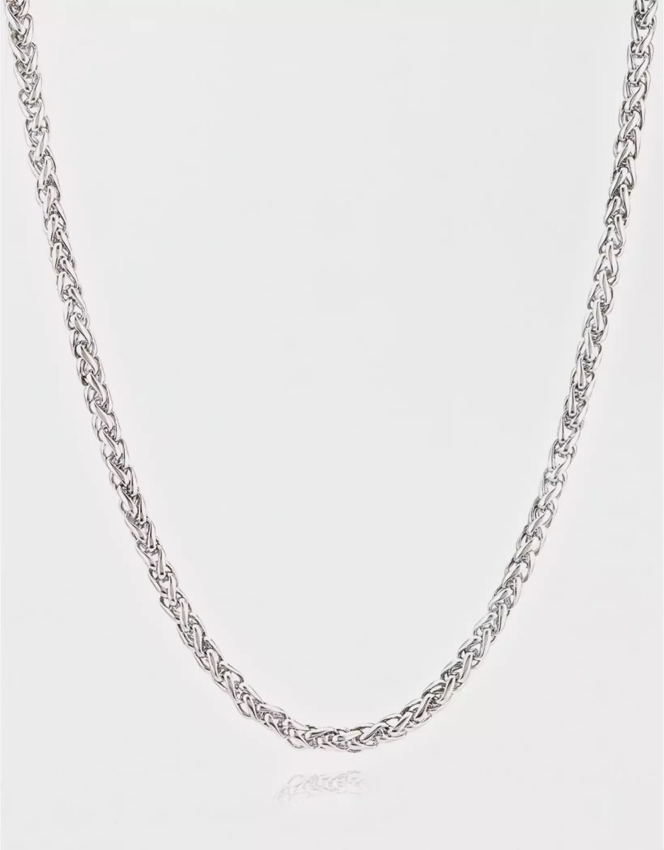 Bijoux American Eagle Stainless Steel Spiga Chain Necklace Argent Homme | HAO-19433670